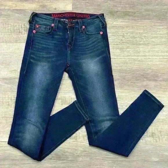 True Religion Manchester United Womens Curvy Stretch Skinny Denim Jeans 28 EUC - Picture 1 of 16